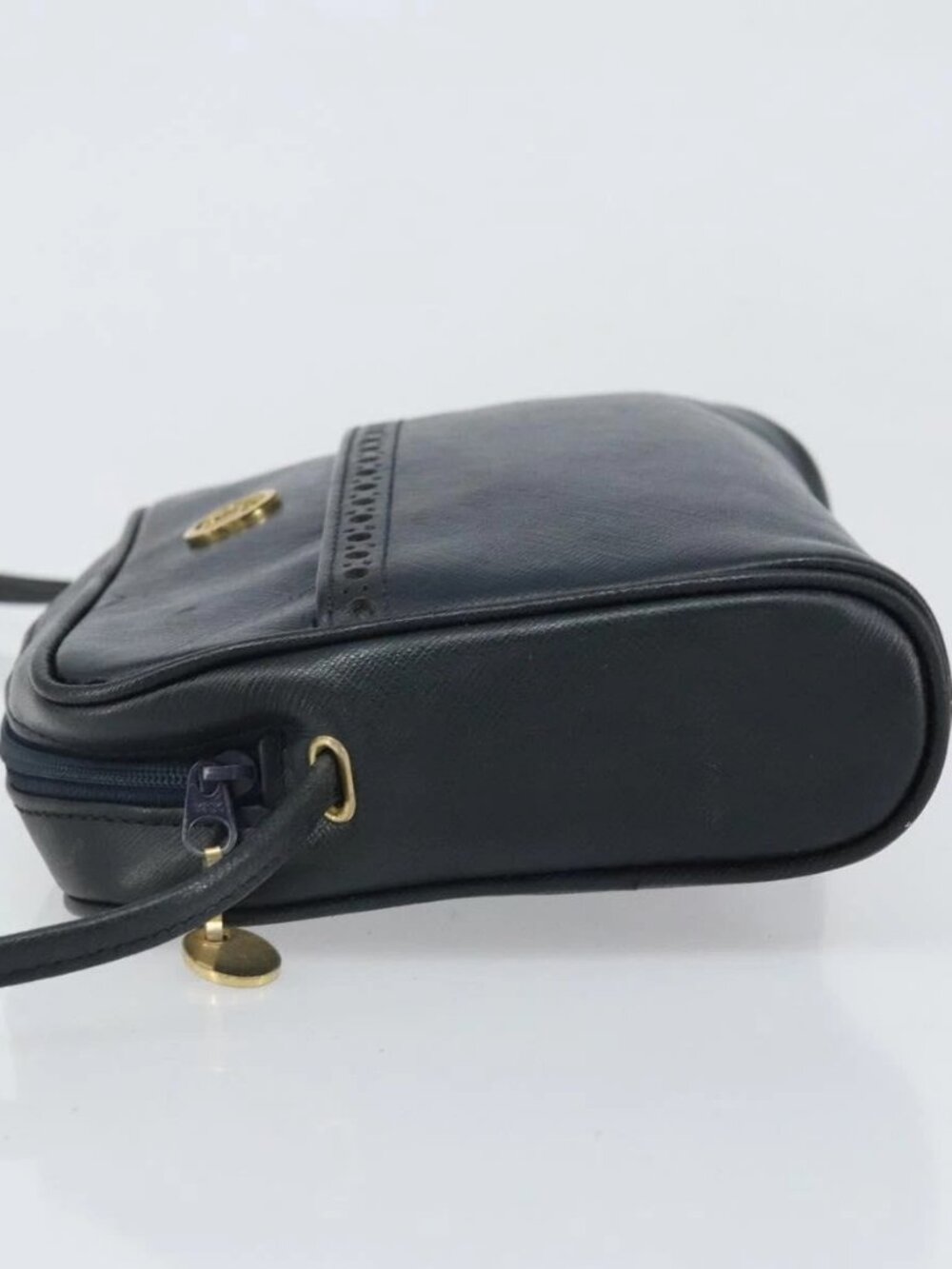 Christian Dior Shoulder Bag Leather Navy Gold Auth bs33276 - Picture 6 of 15